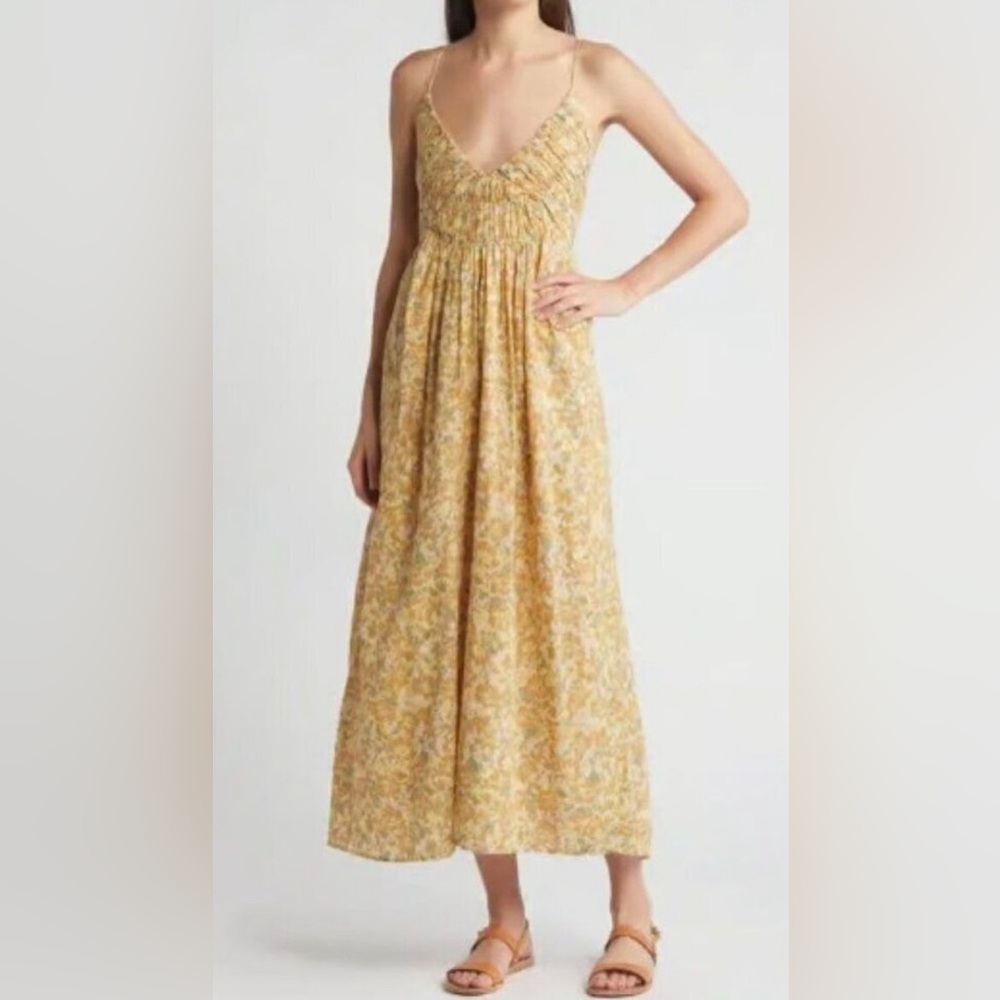 Treasure & Bond 100% cotton Floral Yellow Maxi Dress